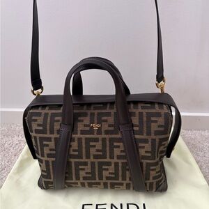 Fendi Black and Brown Monogram Shoulder Bag